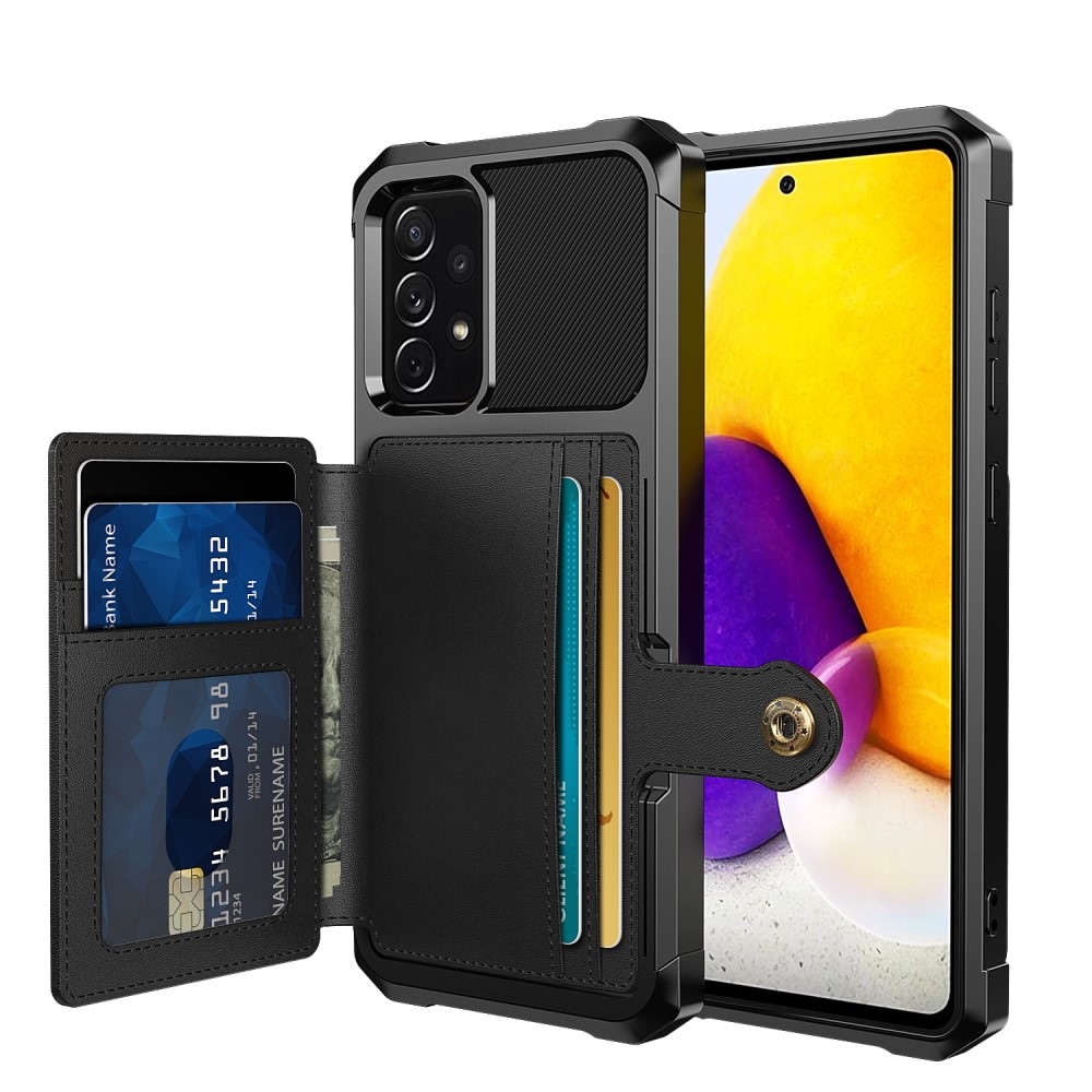 Samsung Galaxy A52 5G Stødsikkert mobilcover med pung, Sort
