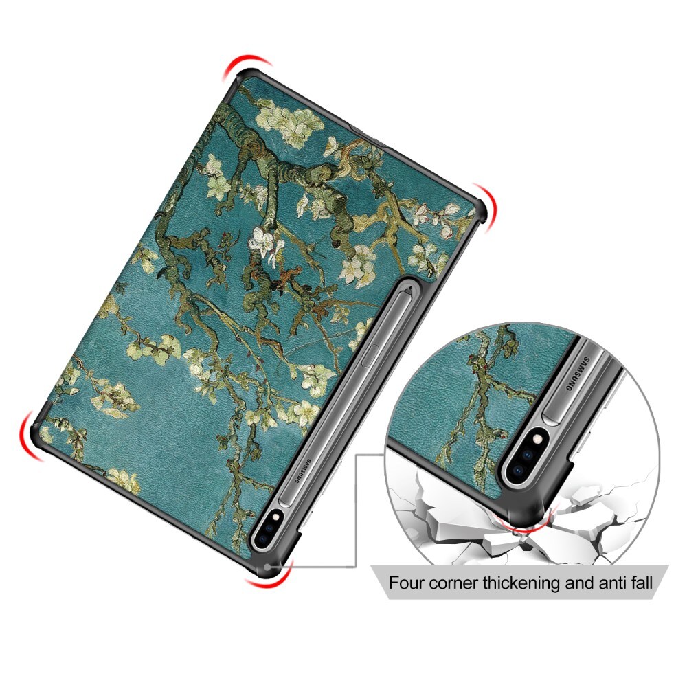 Samsung Galaxy Tab S7 FE Tri-Fold etui, Kirsebærblomster