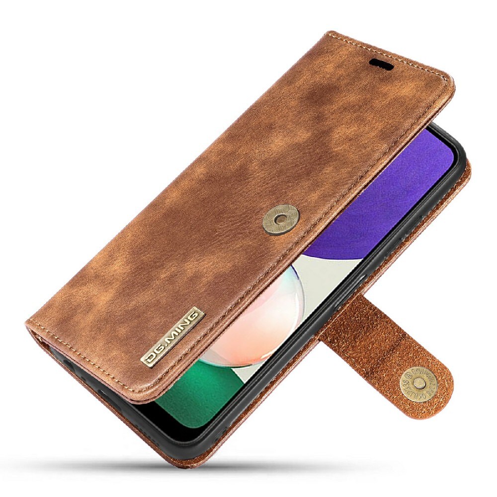 Samsung Galaxy A22 5G Pungetui med aftageligt cover, Cognac