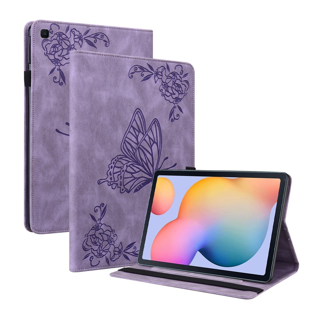 Samsung Galaxy Tab S6 Lite Etui med sommerfugle, Lilla
