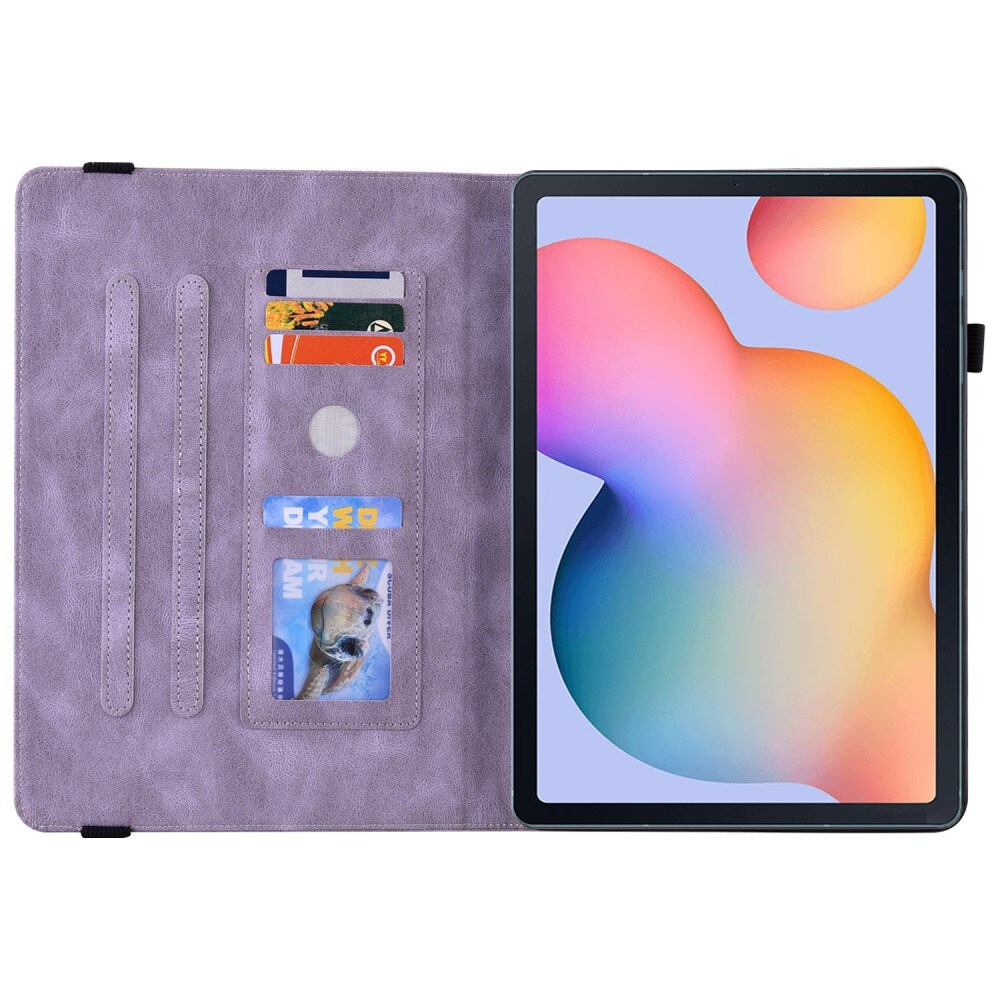 Samsung Galaxy Tab S6 Lite Etui med sommerfugle, Lilla