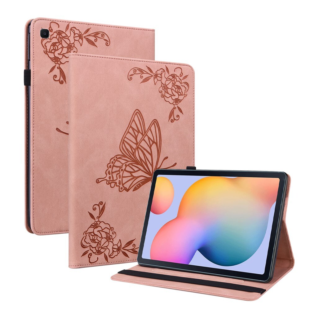 Samsung Galaxy Tab S6 Lite Etui med sommerfugle, Lyserød