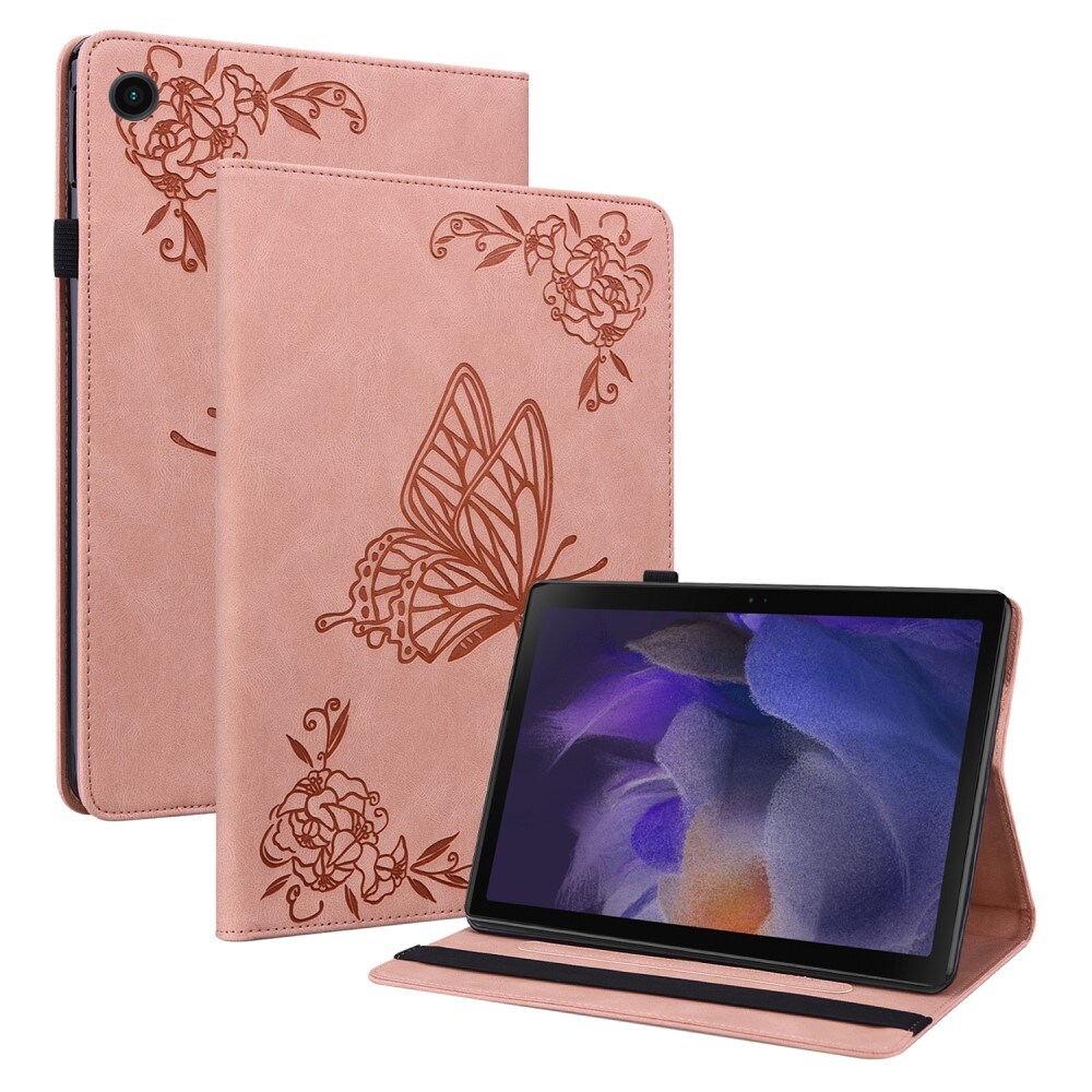 Samsung Galaxy Tab A8 Etui med sommerfugle, Lyserød