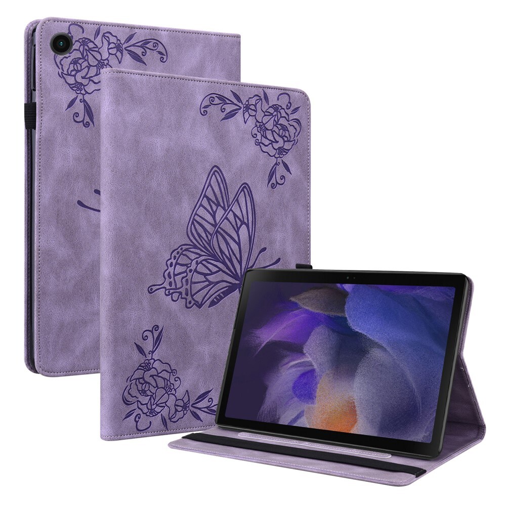 Samsung Galaxy Tab A8 Etui med sommerfugle, Lilla