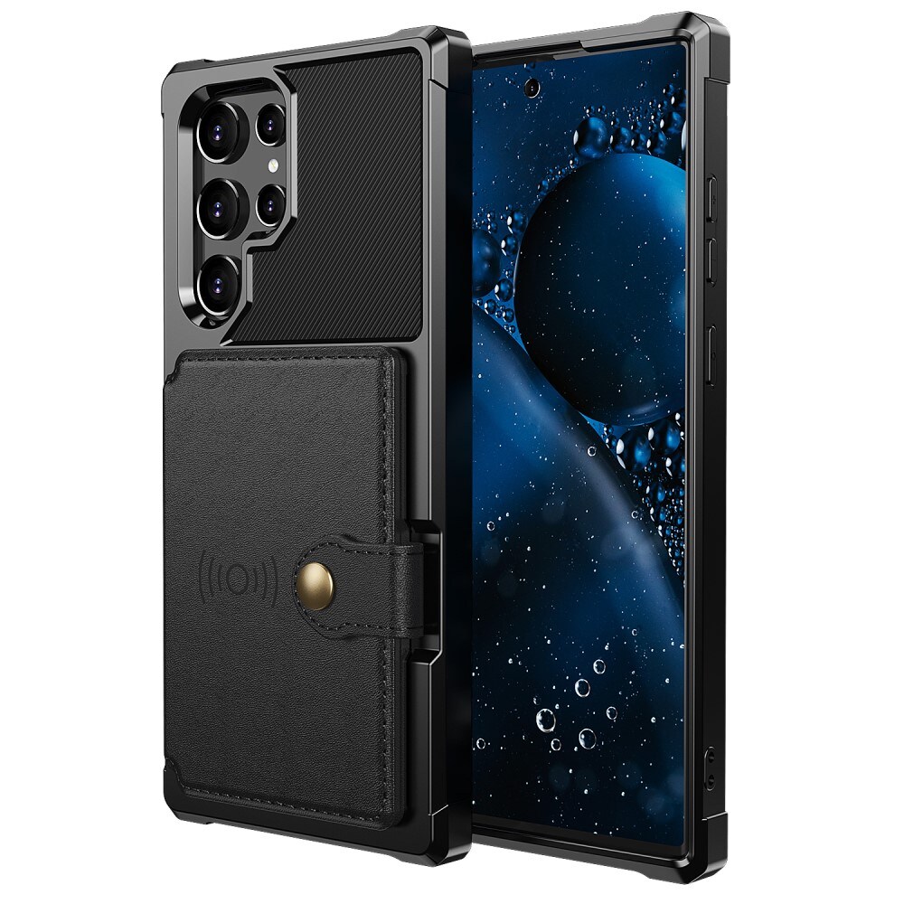 Samsung Galaxy S22 Ultra Stødsikkert mobilcover med pung, Sort