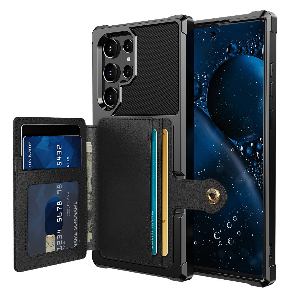 Samsung Galaxy S22 Ultra Stødsikkert mobilcover med pung, Sort