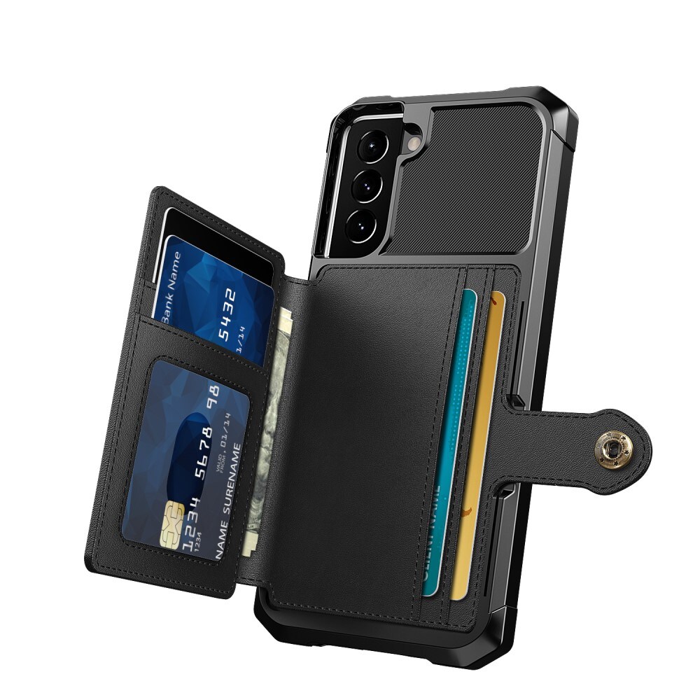 Samsung Galaxy S22 Plus Stødsikkert mobilcover med pung, Sort