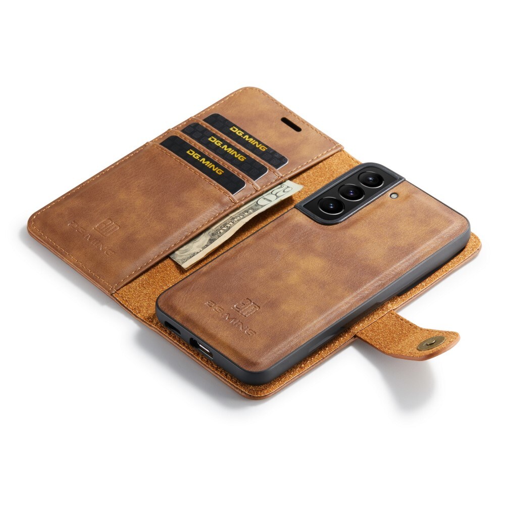 Samsung Galaxy S22 Plus Pungetui med aftageligt cover, Cognac