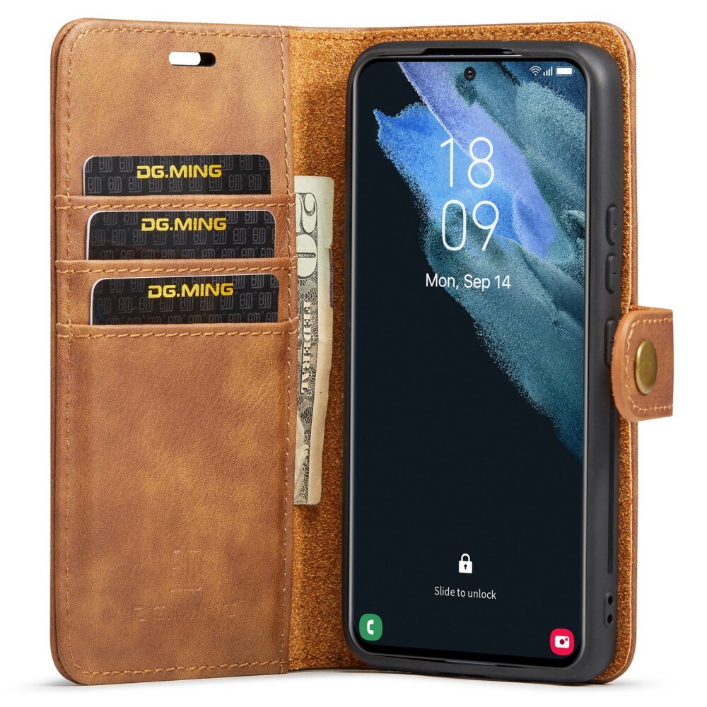 Samsung Galaxy S22 Plus Pungetui med aftageligt cover, Cognac