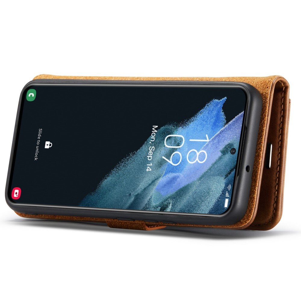 Samsung Galaxy S22 Plus Pungetui med aftageligt cover, Cognac