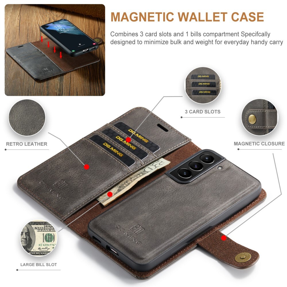 Samsung Galaxy S22 Pungetui med aftageligt cover, Brown