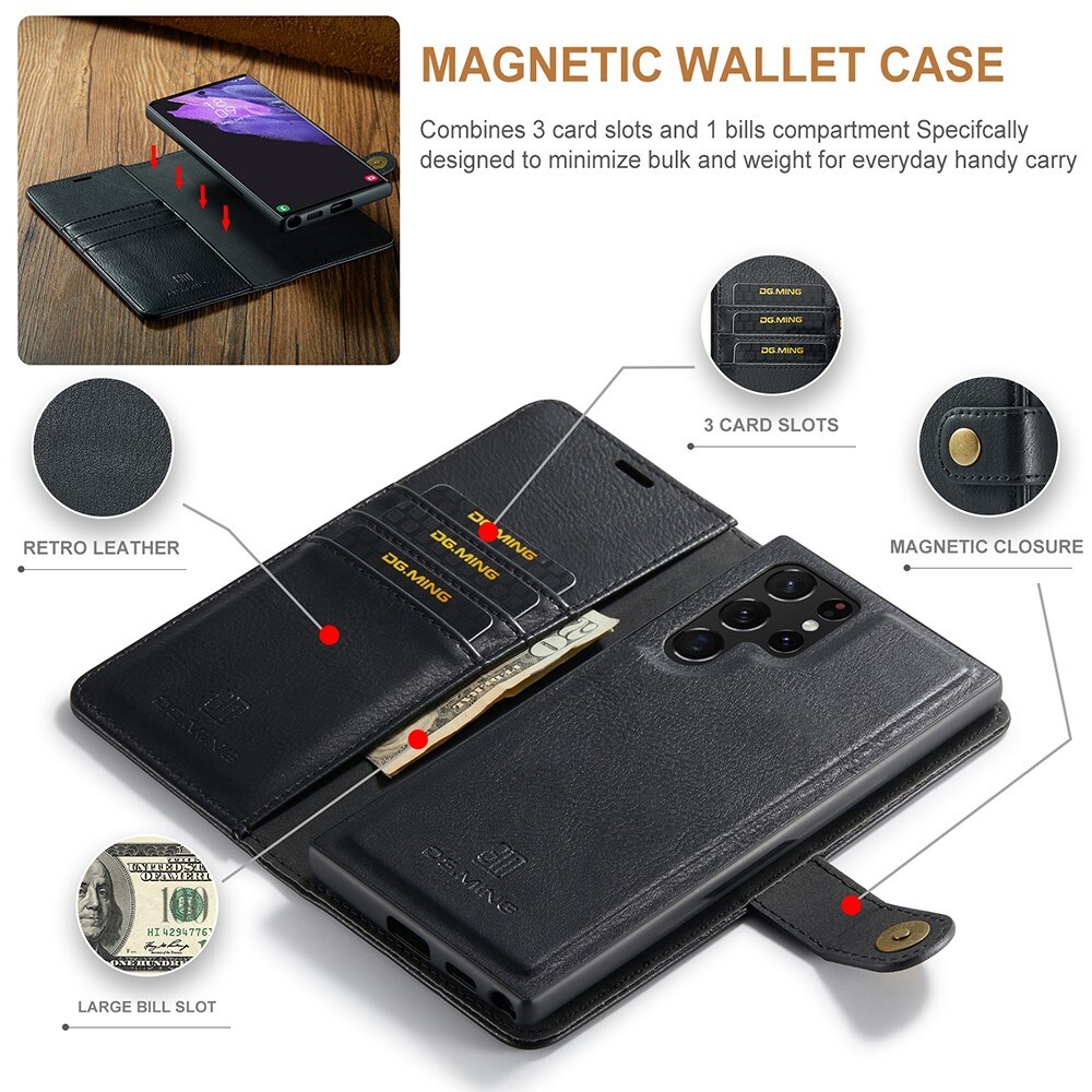Samsung Galaxy S22 Ultra Pungetui med aftageligt cover, Black