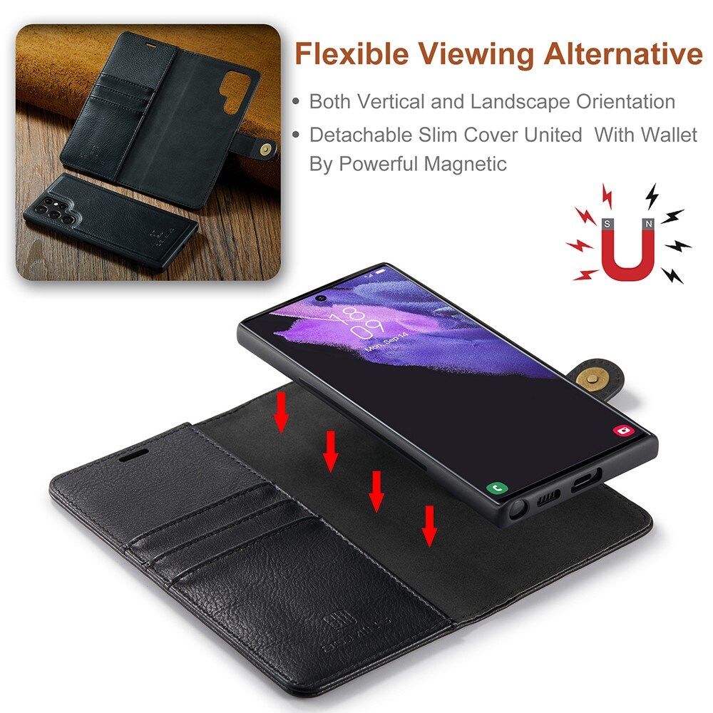 Samsung Galaxy S22 Ultra Pungetui med aftageligt cover, Black