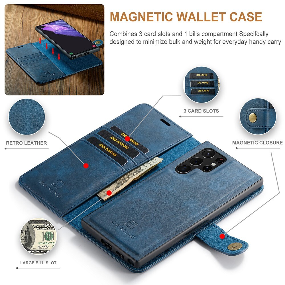 Samsung Galaxy S22 Ultra Pungetui med aftageligt cover, Blue