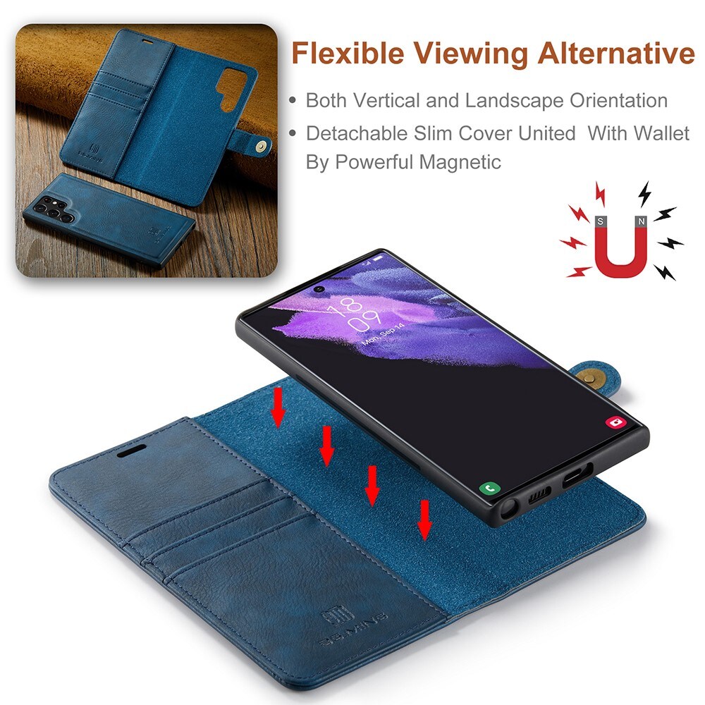 Samsung Galaxy S22 Ultra Pungetui med aftageligt cover, Blue