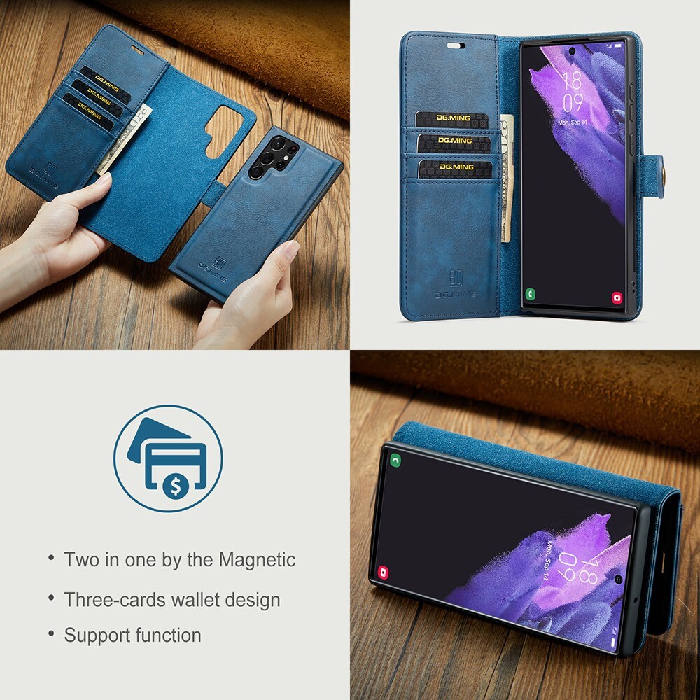 Samsung Galaxy S22 Ultra Pungetui med aftageligt cover, Blue