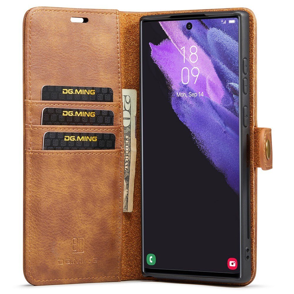 Samsung Galaxy S22 Ultra Pungetui med aftageligt cover, Cognac