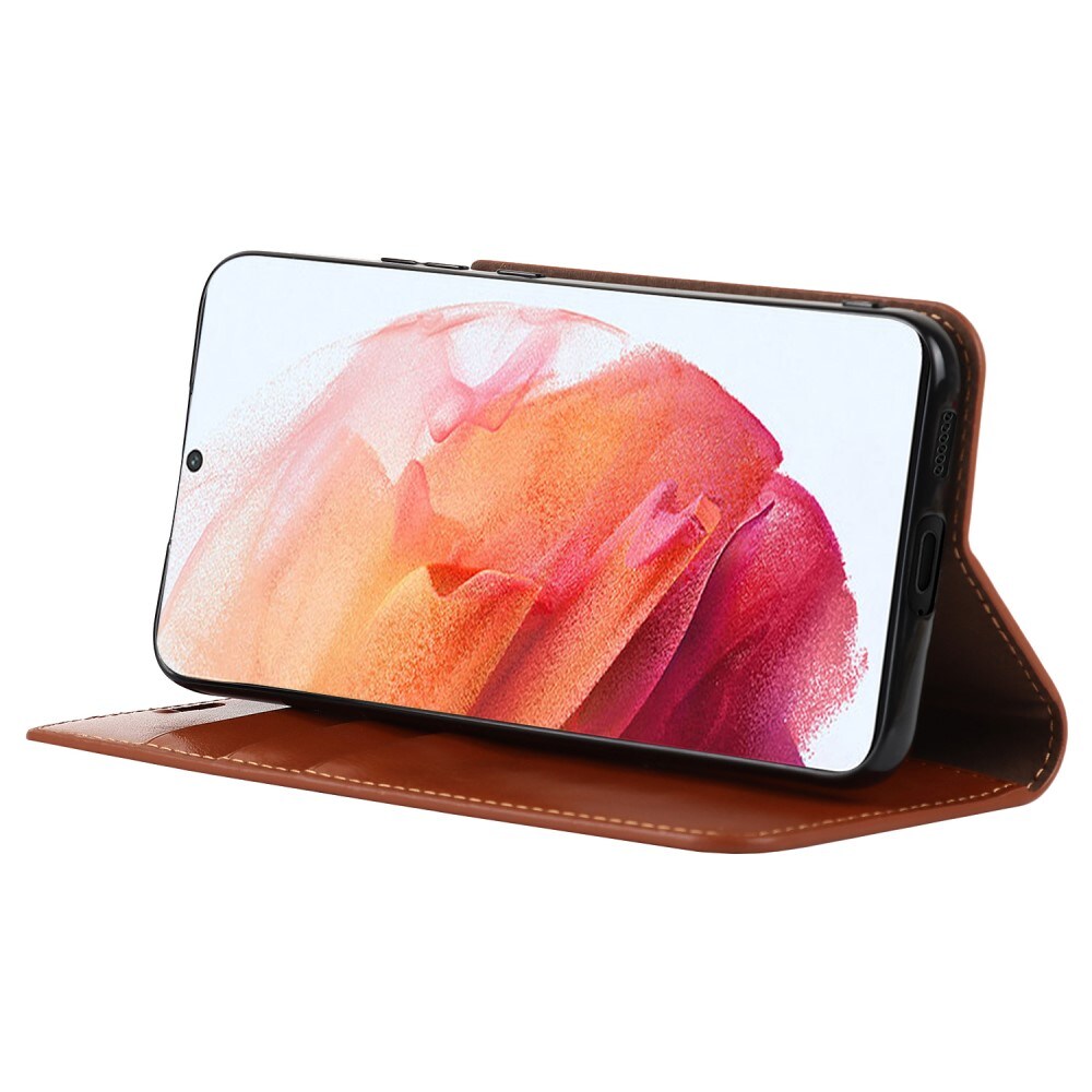 Samsung Galaxy S22 Smidigt mobiletui i ægte læder, Brun