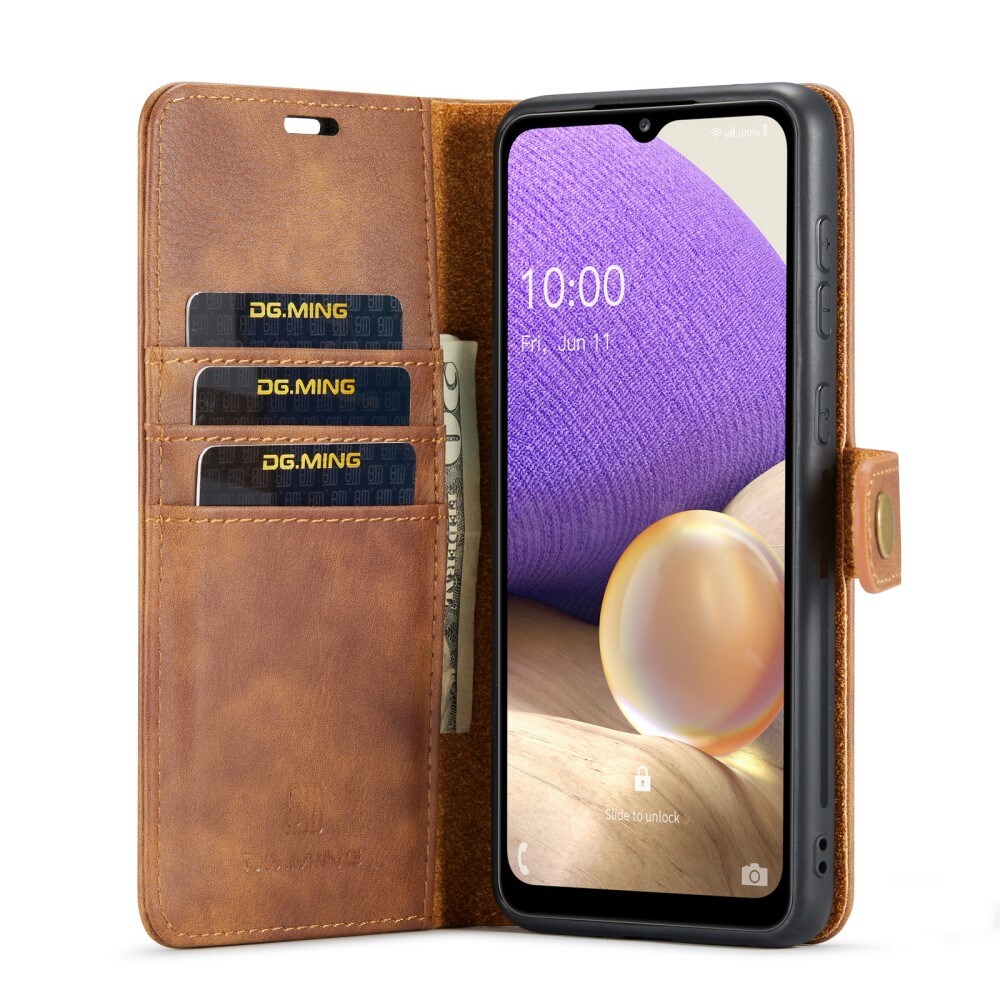 Samsung Galaxy A33 Pungetui med aftageligt cover, Cognac