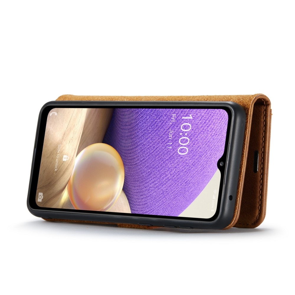 Samsung Galaxy A33 Pungetui med aftageligt cover, Cognac