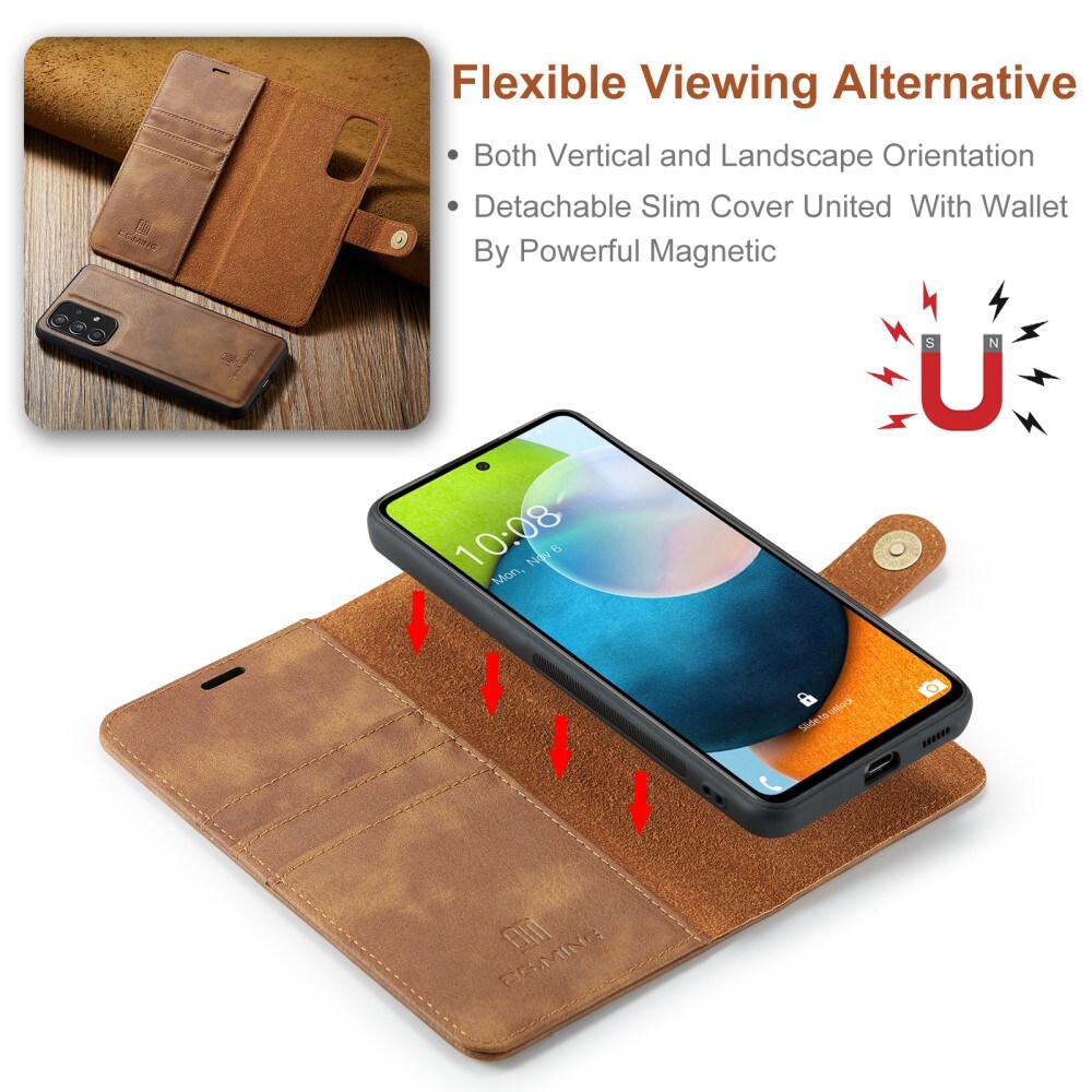 Samsung Galaxy A53 Pungetui med aftageligt cover, Cognac