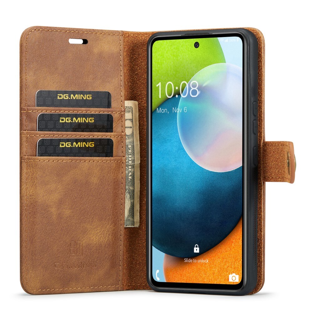 Samsung Galaxy A53 Pungetui med aftageligt cover, Cognac