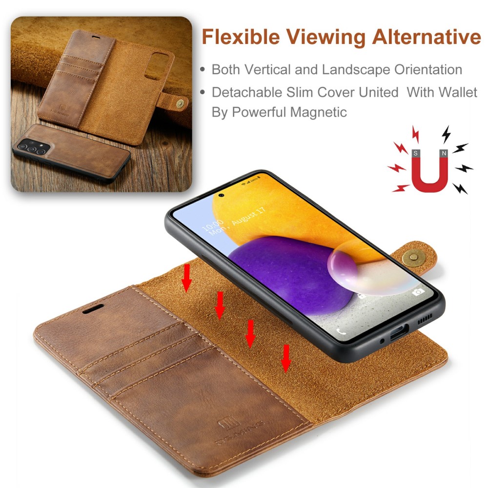 Samsung Galaxy A73 5G Pungetui med aftageligt cover, Cognac