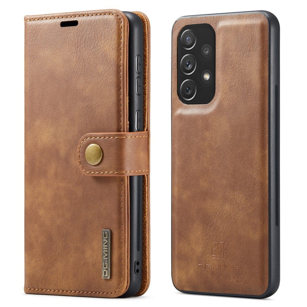 Samsung Galaxy A73 5G Pungetui med aftageligt cover, Cognac