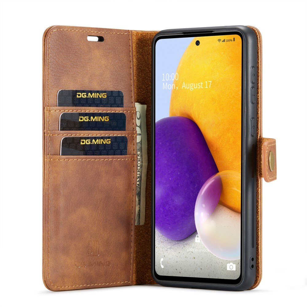 Samsung Galaxy A73 5G Pungetui med aftageligt cover, Cognac