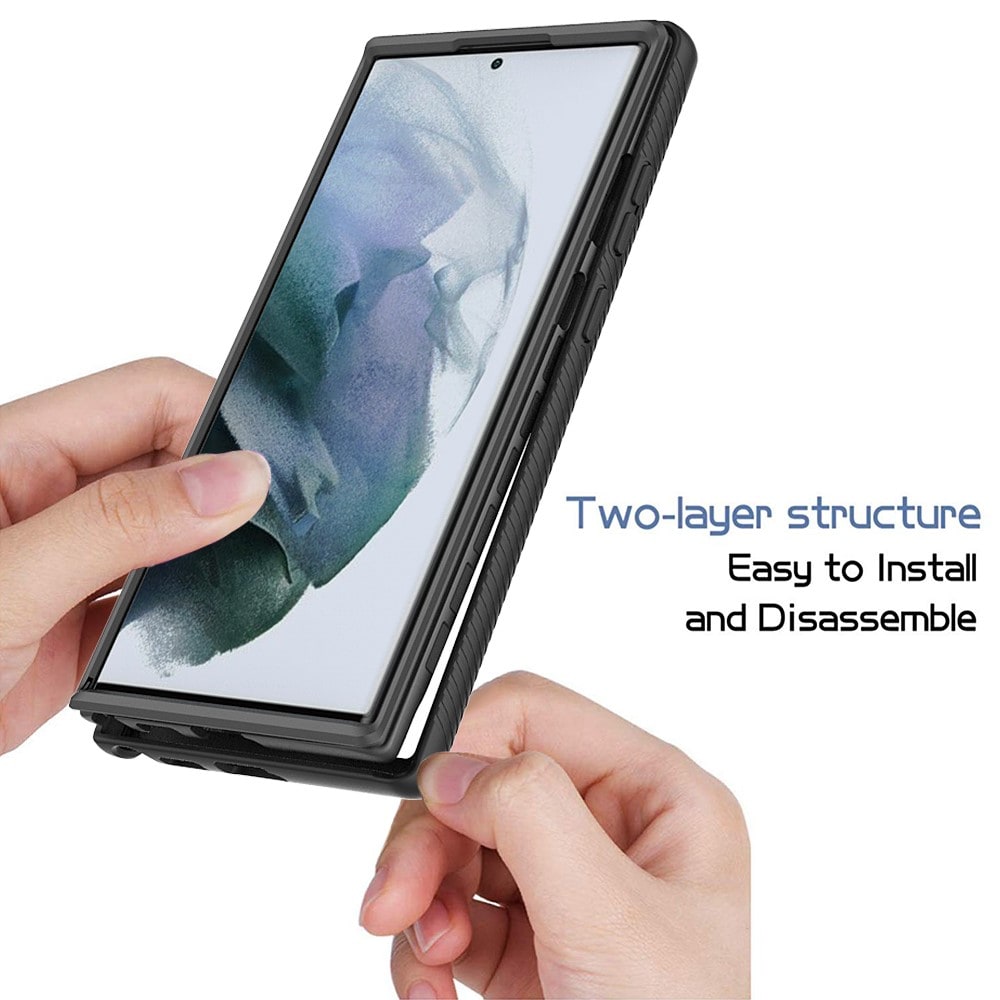 Samsung Galaxy S22 Ultra Mobilcover med beskyttelsesramme, Sort