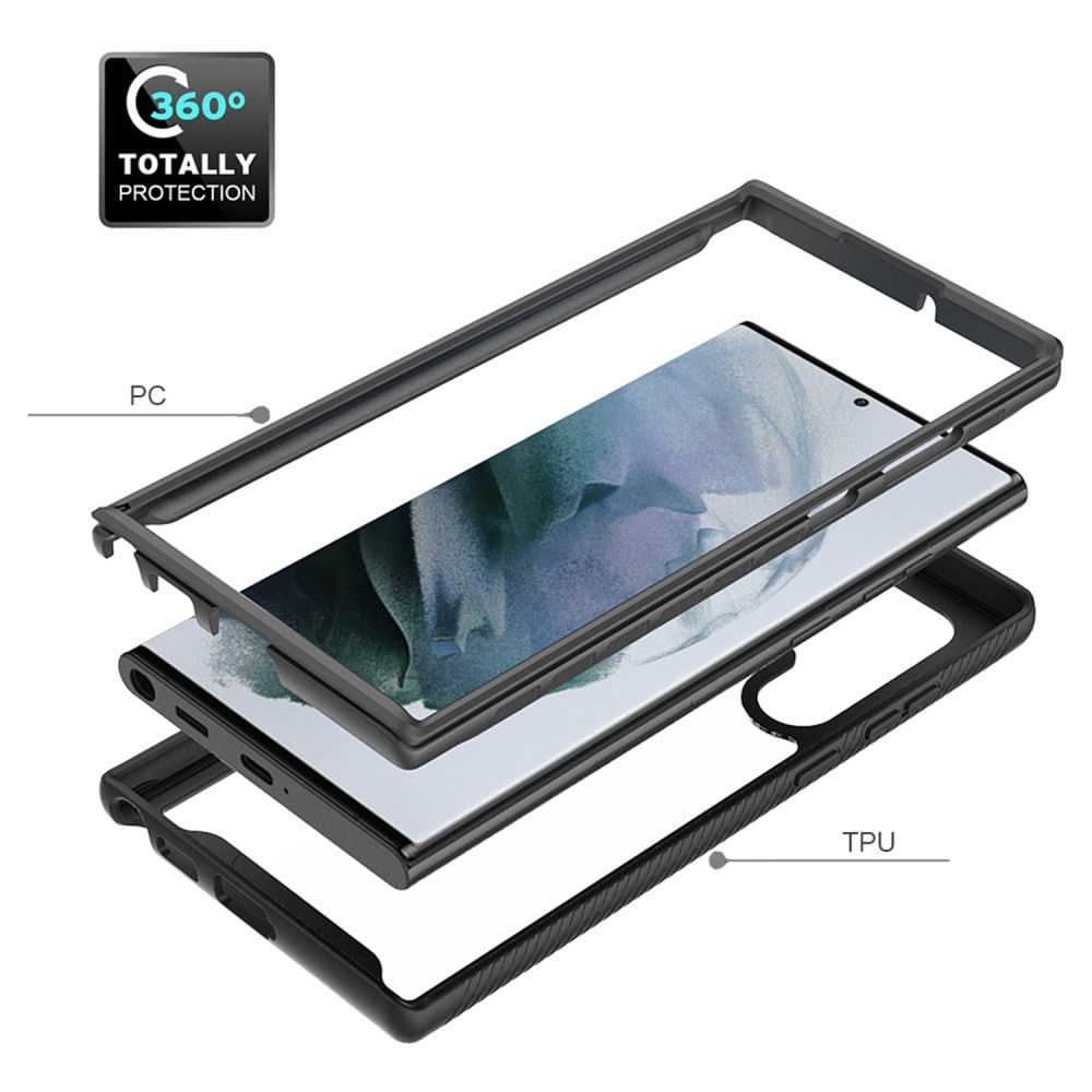 Samsung Galaxy S22 Ultra Mobilcover med beskyttelsesramme, Sort