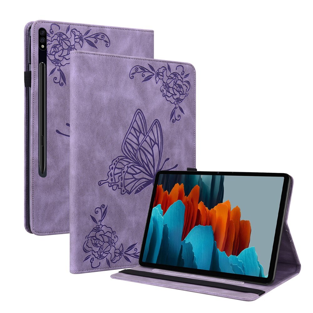 Samsung Galaxy Tab S7 Etui med sommerfugle, Lilla