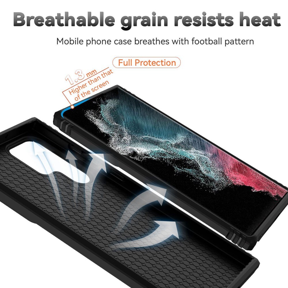 Samsung Galaxy S22 Ultra Cover med kamerabeskyttelse & fingerring, Sort