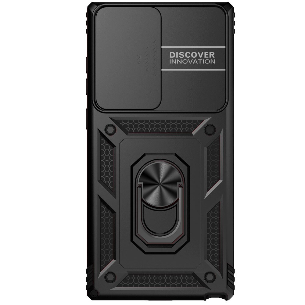 Samsung Galaxy S22 Ultra Cover med kamerabeskyttelse & fingerring, Sort