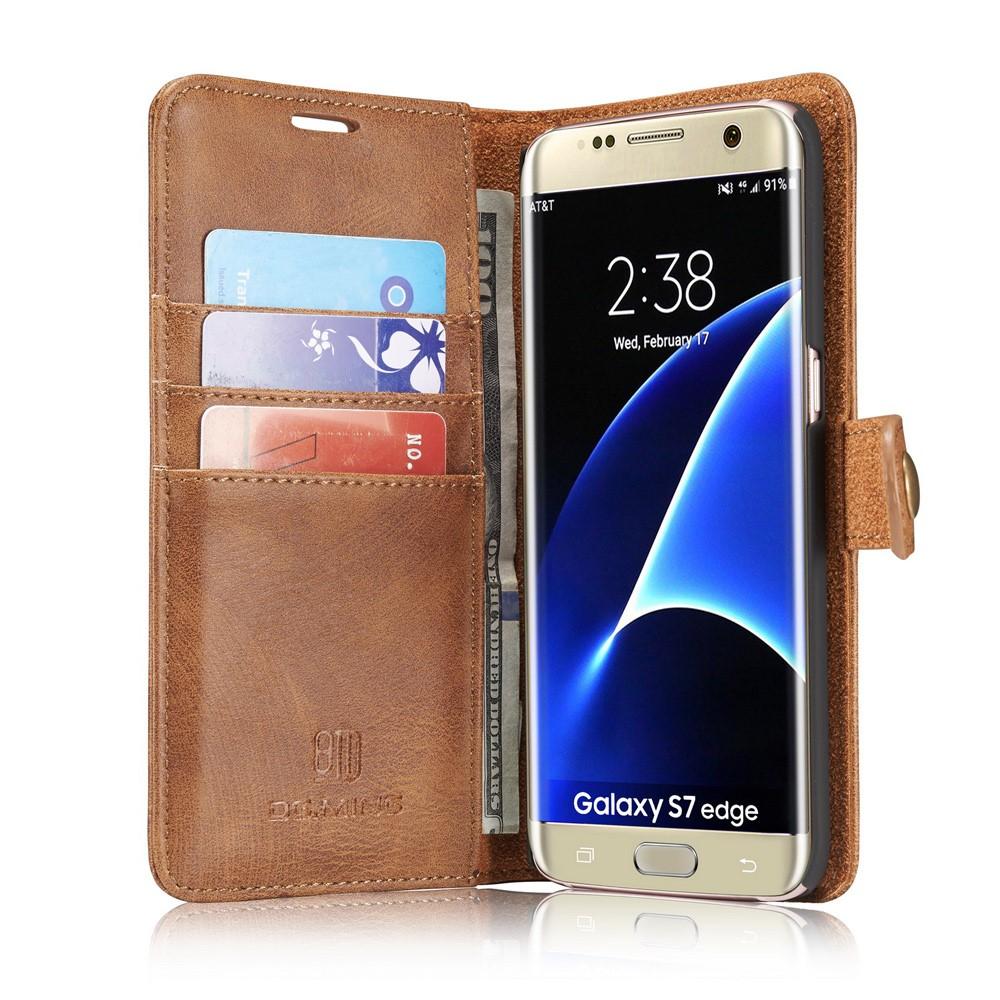 Samsung Galaxy S7 Edge Pungetui med aftageligt cover, Cognac