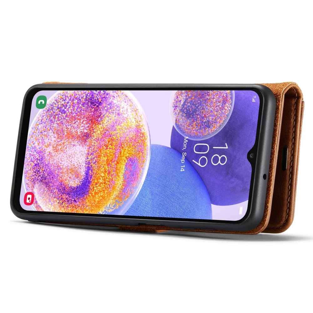 Samsung Galaxy A23 Pungetui med aftageligt cover, Cognac