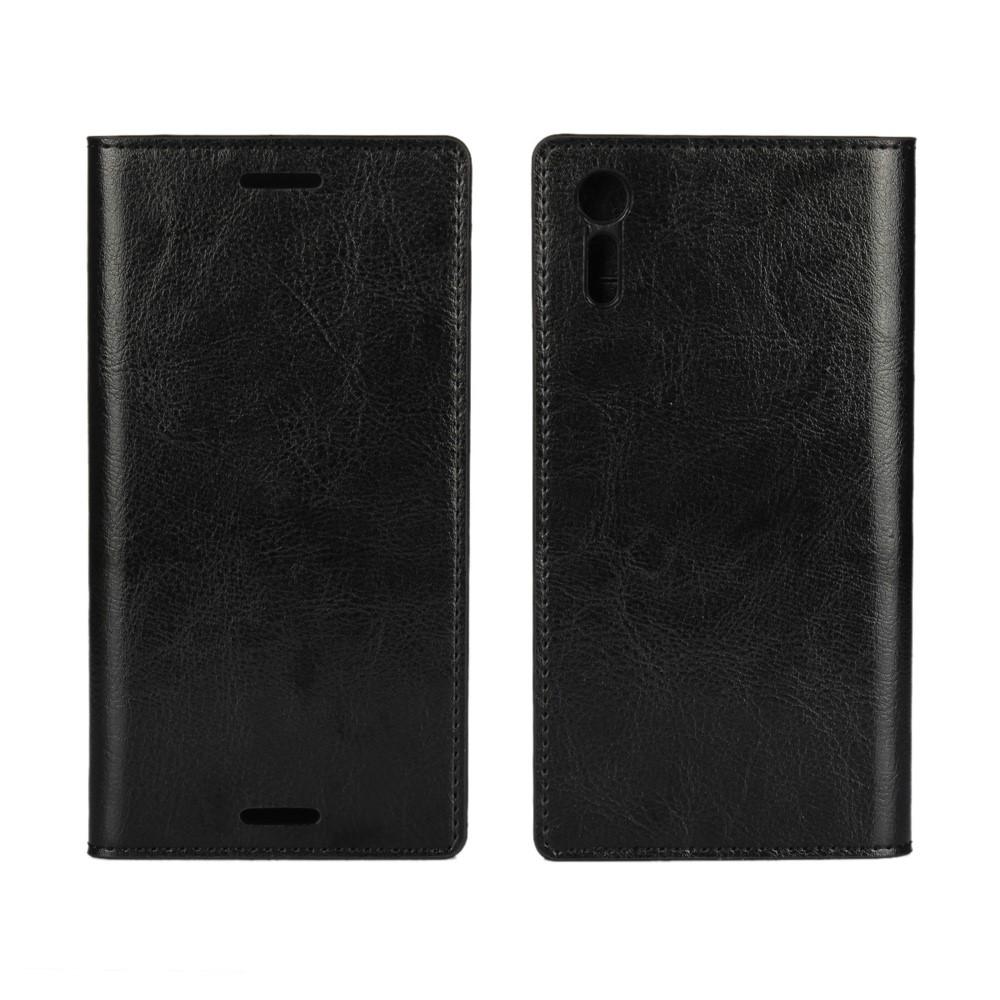 Sony Xperia XZ/XZs Smidigt mobiletui i ægte læder, Sort