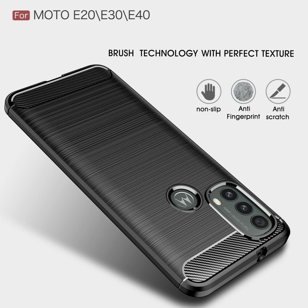Motorola Moto E20/Moto E40 TPU-cover Brushed, Sort
