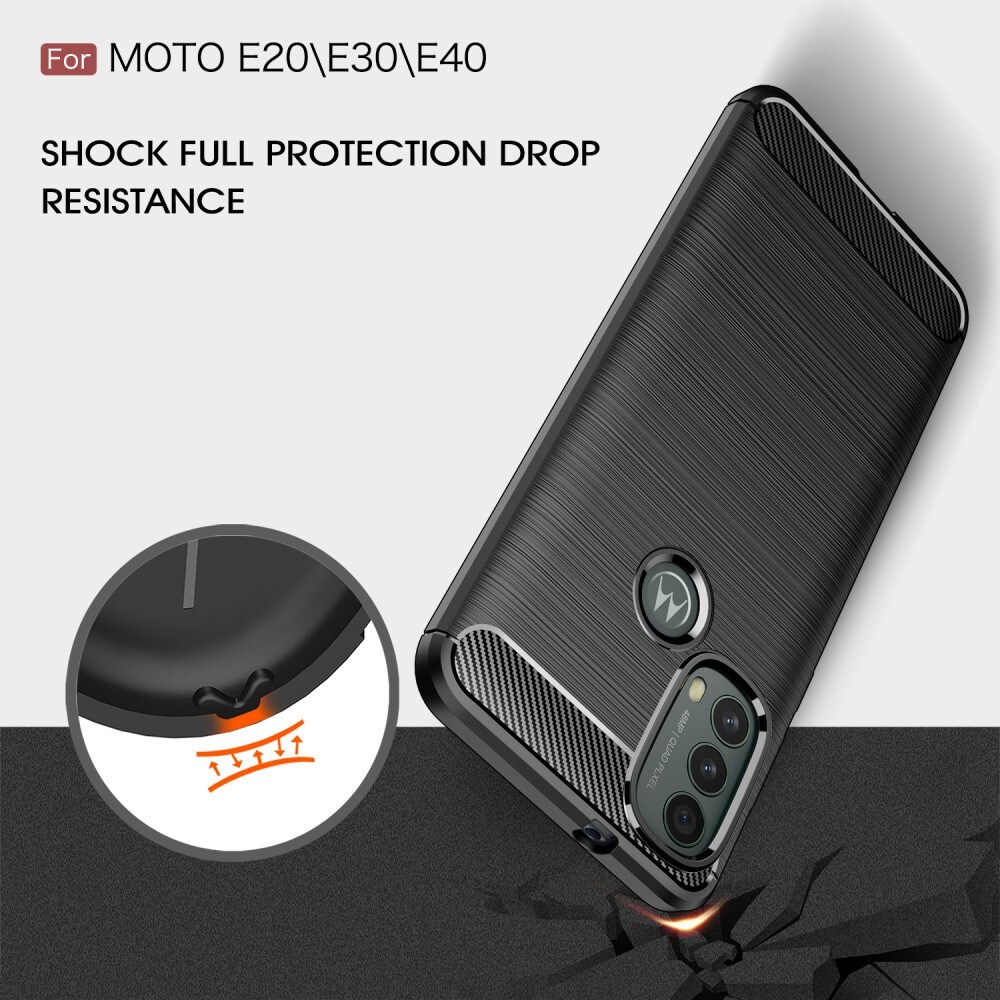 Motorola Moto E20/Moto E40 TPU-cover Brushed, Sort