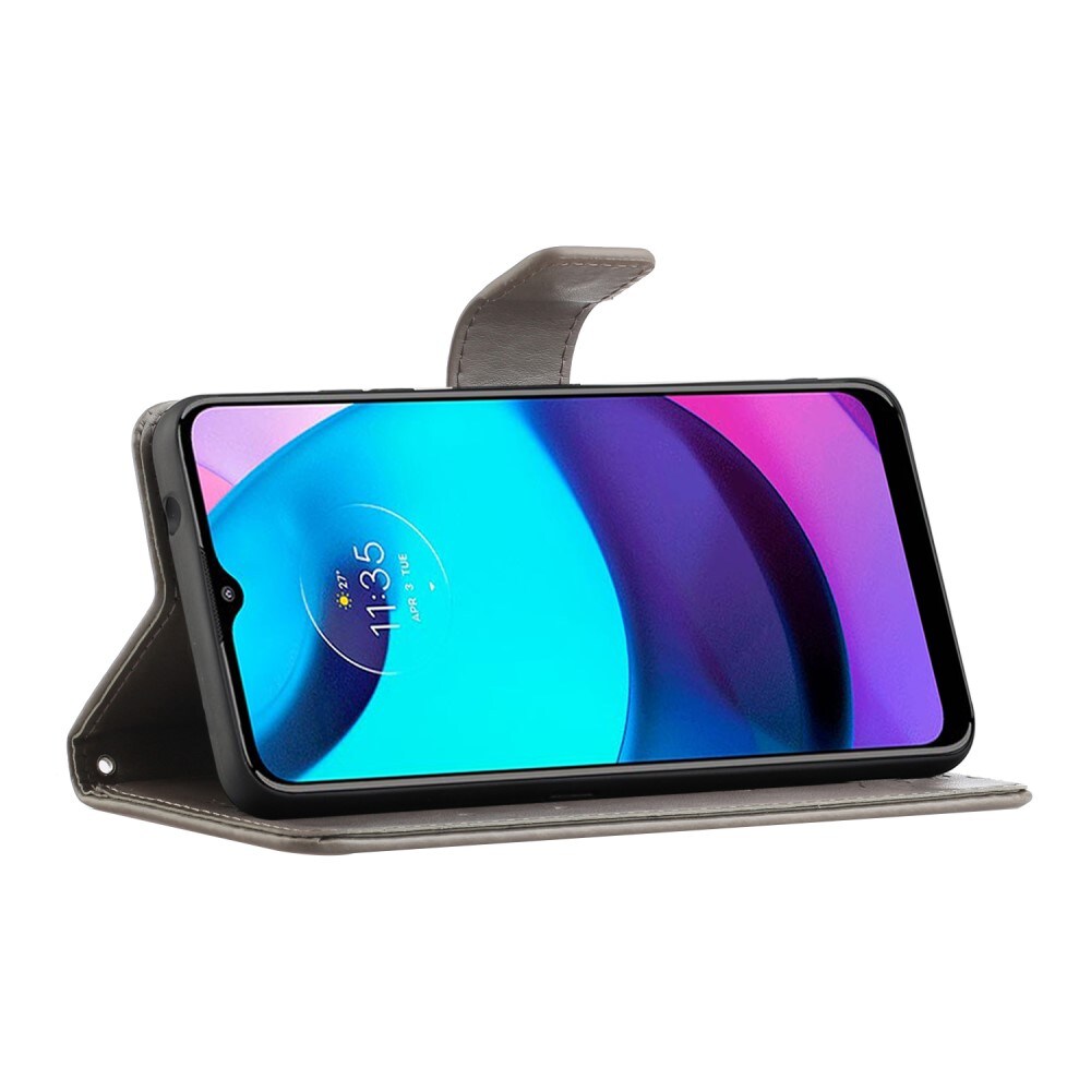 Motorola Moto E20/Moto E40 Mobiletui med sommerfugle, Grå