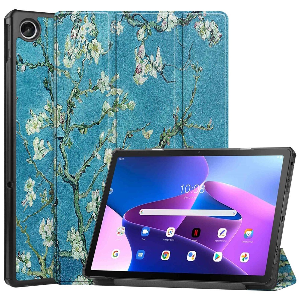  Lenovo Tab M10 Plus (3rd gen) Tri-Fold etui, Kirsebærblomster