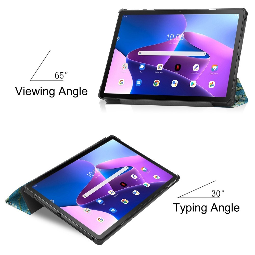 Lenovo Tab M10 Plus (3rd gen) Tri-Fold etui, Kirsebærblomster