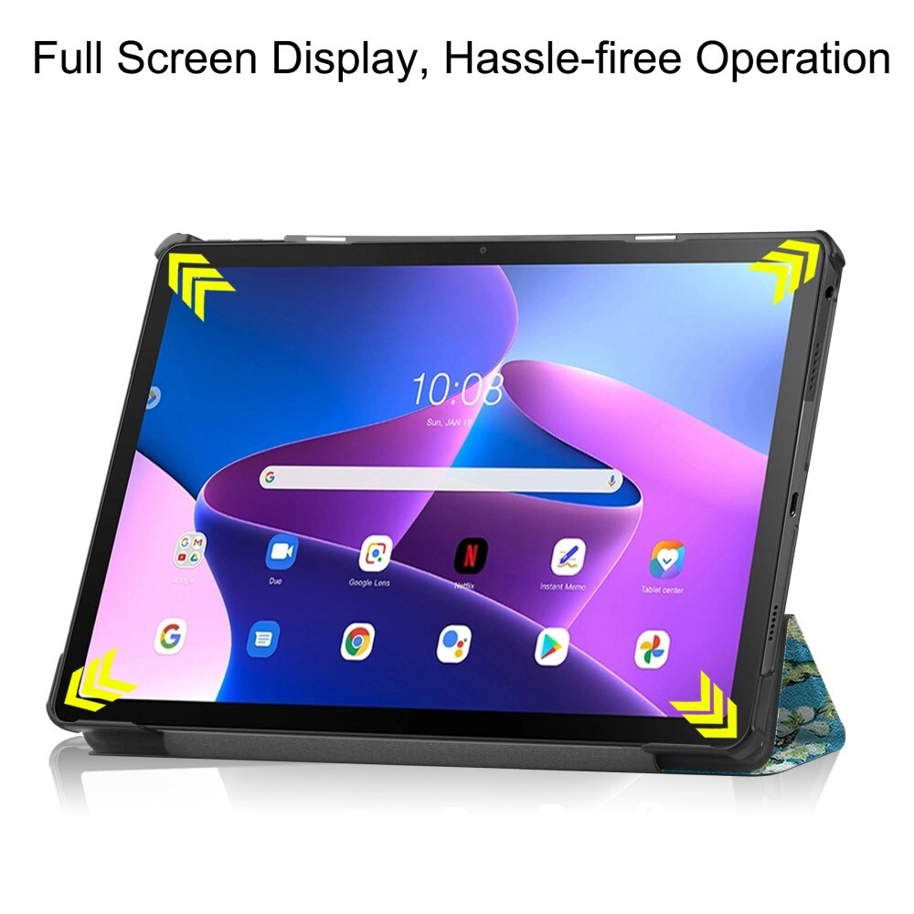  Lenovo Tab M10 Plus (3rd gen) Tri-Fold etui, Kirsebærblomster