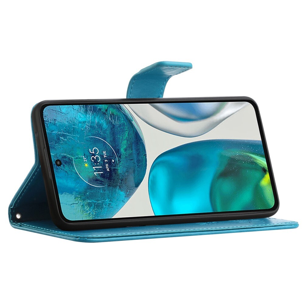 Motorola Moto E32 Mobiletui med sommerfugle, Blå