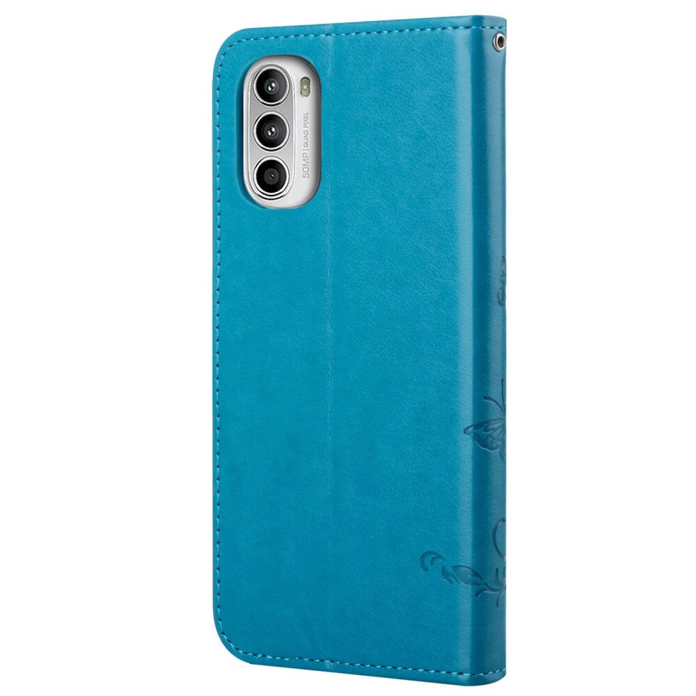 Motorola Moto E32 Mobiletui med sommerfugle, Blå