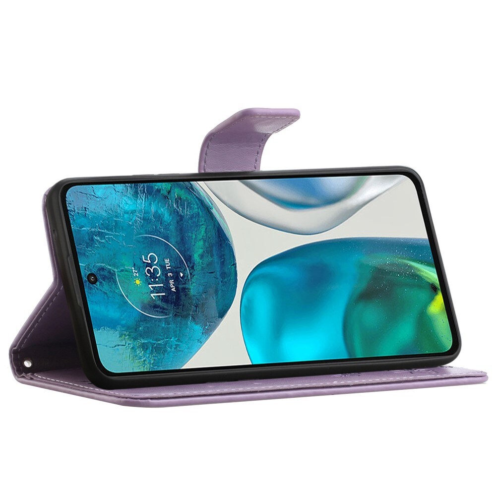 Motorola Moto E32 Mobiletui med sommerfugle, Lilla