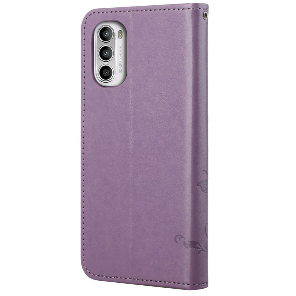 Motorola Moto E32 Mobiletui med sommerfugle, Lilla