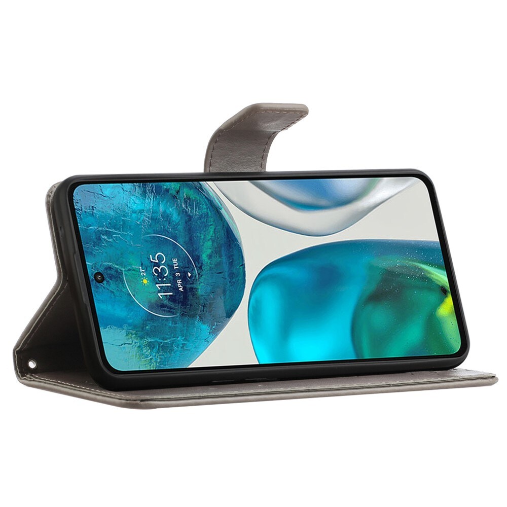 Motorola Moto E32 Mobiletui med sommerfugle, Grå