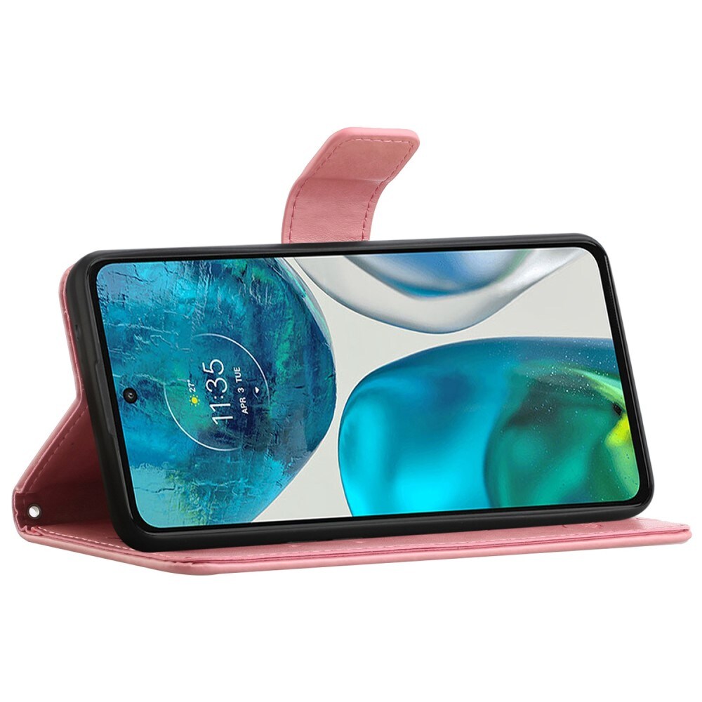 Motorola Moto G52 Mobiletui med sommerfugle, Lyserød