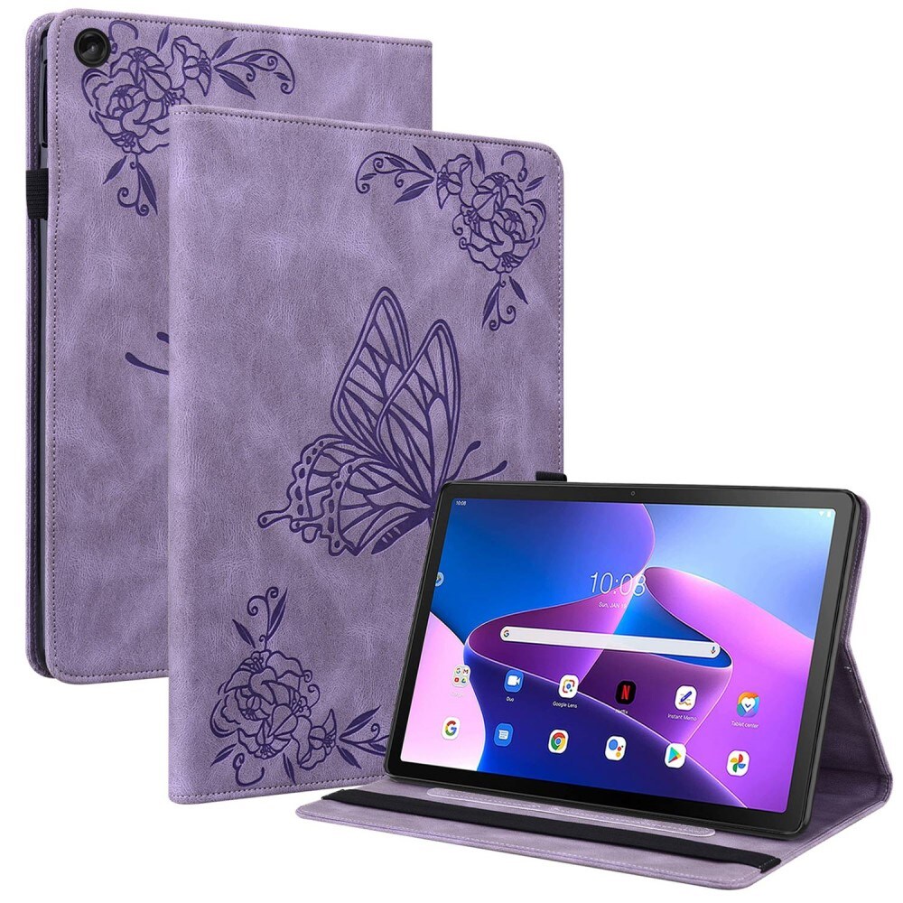 Lenovo Tab M10 (3rd Gen) Etui med sommerfugle, Lilla